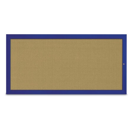 Slim Enclosed Corkboard, 24x36, Satin Alum Frame/Buff